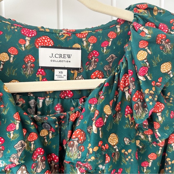 J Crew Collection Mushroom Floral Ruffle Collar Top - Picture 4 of 9